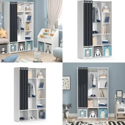 Kinderkleiderschrank Luigi Weiß 105.8 x 178.1 cm mit Vorhang-Kleiderstange Vicco