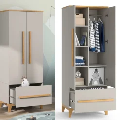 Kinderkleiderschrank Malia Cashmere/Eiche 70 x 186.8 cm Vitalispa