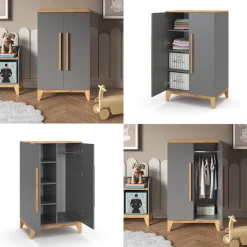 Kinderkleiderschrank Malia Grau 70 x 120 cm Vitalispa