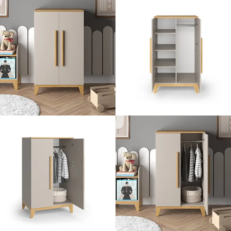 Kinderkleiderschrank Malia Cashmere/Eiche 70 x 120 cm Vitalispa