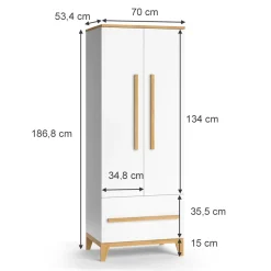Kinderkleiderschrank Malia Weiß 70 x 186.8 cm Vitalispa
