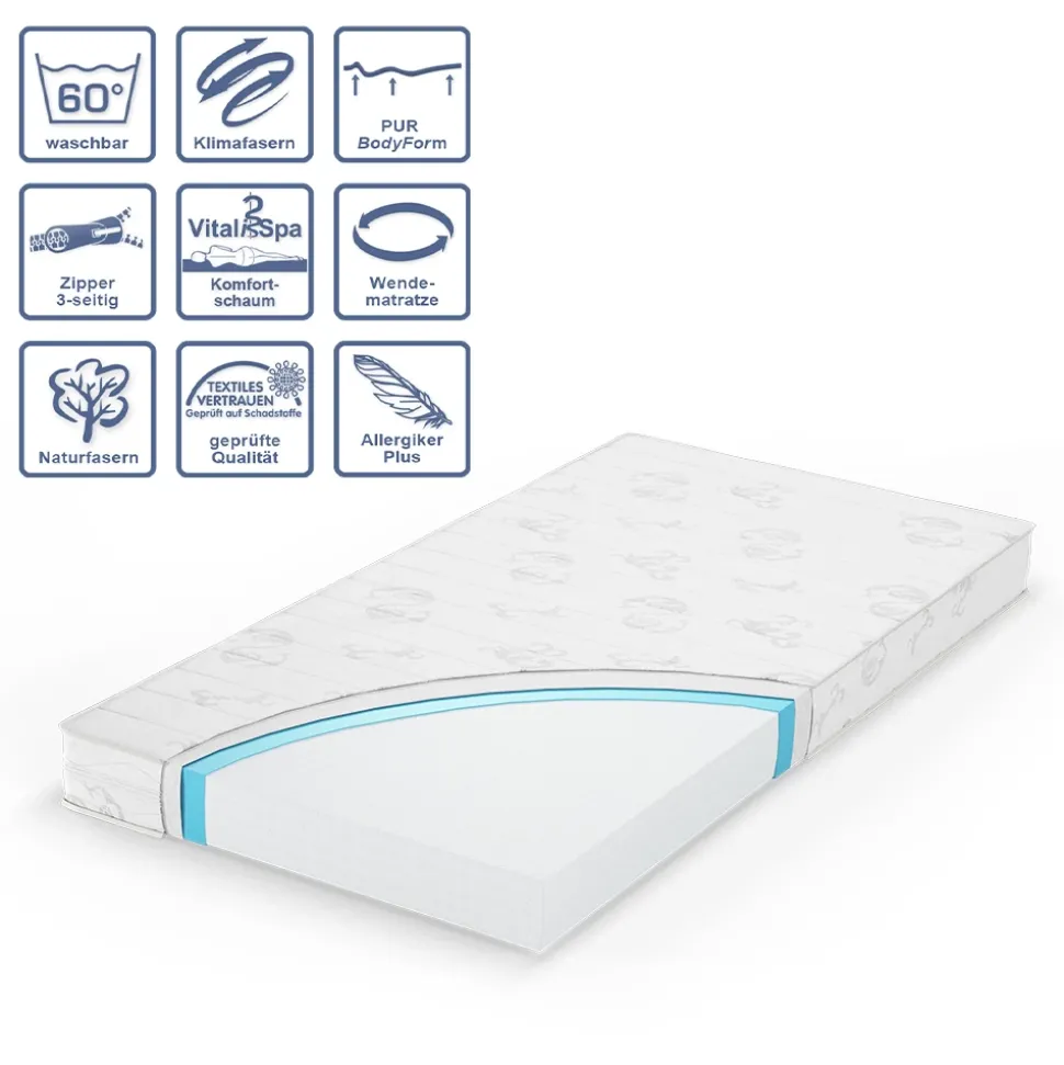 Kindermatratze Weiß 80 x 160 cm Vitalispa