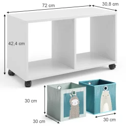 Kinderregal Weiß 72 x 42.4 cm mit 2 Faltboxen Vicco