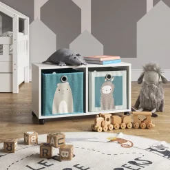 Kinderregal Weiß 72 x 42.4 cm mit 2 Faltboxen Vicco