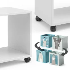 Kinderregal Weiß 72 x 42.4 cm mit 2 Faltboxen Vicco