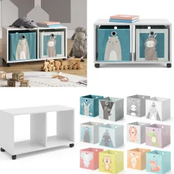 Kinderregal Weiß 72 x 42.4 cm mit 2 Faltboxen Vicco