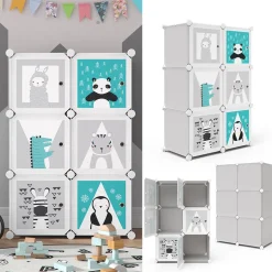 Kinderregal Andy Grau 74.5 x 110 cm 6 Fächer (Panda) Vicco