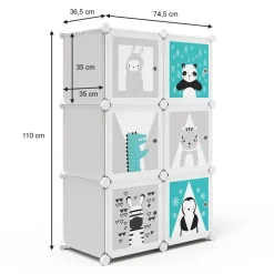 Kinderregal Andy Grau 74.5 x 110 cm 6 Fächer (Panda) Vicco