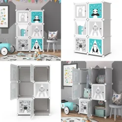 Kinderregal Andy Grau 74.5 x 110 cm 6 Fächer (Panda) Vicco