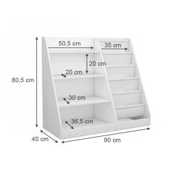 Kinderregal Conny Weiß 90 x 80.5 cm mit großen Ablagen Vicco