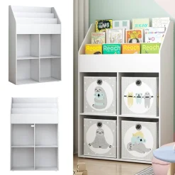 Kinderregal Conny Weiß 72 x 111 cm mit 4 Ablagen für Faltboxen Vicco