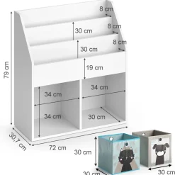 Kinderregal Luigi Weiß 72 x 79 cm mit 2 Faltboxen opt.4 Vicco