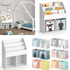 Kinderregal Luigi Weiß 72 x 79 cm mit 2 Faltboxen opt.4 Vicco
