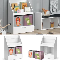 Kinderregal Luigi Weiß 72 x 96.2 cm mit Schublade und 2 Faltboxen opt.4 Vicco