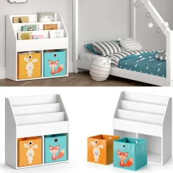 Kinderregal Luigi Weiß 72 x 79 cm mit 2 Faltboxen opt.1 Vicco
