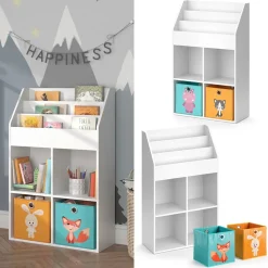 Kinderregal Luigi Weiß 72 x 114.2 cm mit 2 Faltboxen Vicco