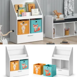 Kinderregal Luigi Weiß 72 x 96.2 cm mit Schublade und 2 Faltboxen opt.6 Vicco