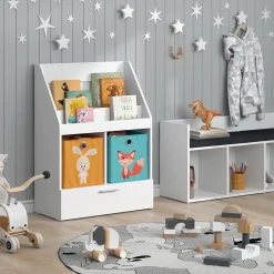 Kinderregal Luigi Weiß 72 x 96.2 cm mit Schublade und 2 Faltboxen opt.6 Vicco