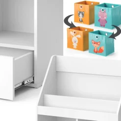 Kinderregal Luigi Weiß 72 x 96.2 cm mit Schublade und 2 Faltboxen opt.6 Vicco