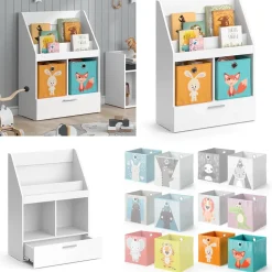 Kinderregal Luigi Weiß 72 x 96.2 cm mit Schublade und 2 Faltboxen opt.6 Vicco