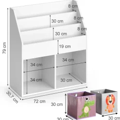 Kinderregal Luigi Weiß 72 x 79 cm mit 2 Faltboxen opt.3 Vicco