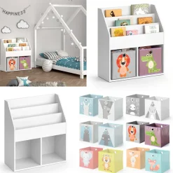 Kinderregal Luigi Weiß 72 x 79 cm mit 2 Faltboxen opt.3 Vicco