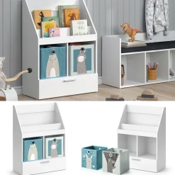Kinderregal Luigi Weiß 72 x 96.2 cm mit Schublade und 2 Faltboxen opt.1 Vicco