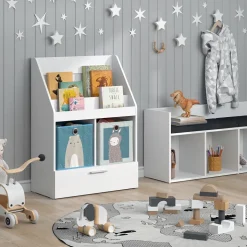 Kinderregal Luigi Weiß 72 x 96.2 cm mit Schublade und 2 Faltboxen opt.1 Vicco