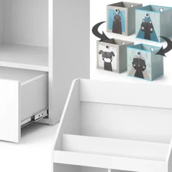 Kinderregal Luigi Weiß 72 x 96.2 cm mit Schublade und 2 Faltboxen opt.3 Vicco