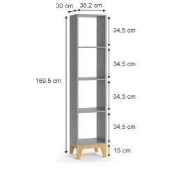 Kinderregal Malia Grau 35.2 x 159.5 cm Vicco