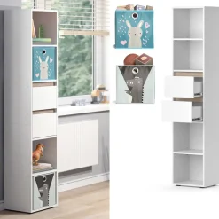 Kinderregal Robert Weiß 36.2 x 171 cm mit Faltboxen bunt Vicco