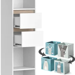 Kinderregal Robert Weiß 36.2 x 171 cm mit Faltboxen bunt Vicco