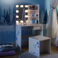 Kinder-Schminktisch Schneeflocke Weiß 54.8 cm mit LED Beleuchtung Vicco