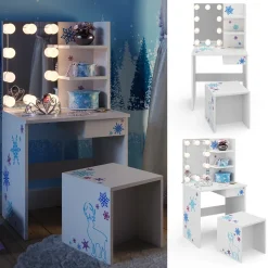Kinder-Schminktisch Schneeflocke Weiß 54.8 cm mit LED Beleuchtung Vicco