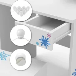 Kinder-Schminktisch Schneeflocke Weiß 54.8 cm mit LED Beleuchtung Vicco