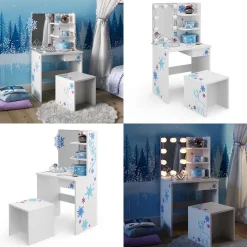 Kinder-Schminktisch Schneeflocke Weiß 54.8 cm mit LED Beleuchtung Vicco