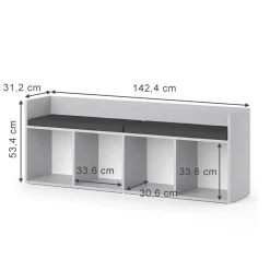 Kindersitzbank Luigi Weiß 142.4 x 53.4 cm 4 Fächer Vicco