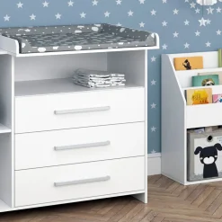 Kinderzimmer-Set Oskar Weiß 2 Teile, mit Wickelkommode und Bücherregal Vicco