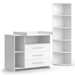 Kinderzimmer-Set Oskar Weiß 2 Teile, mit Wickelkommode und Spielzeugregal Vicco