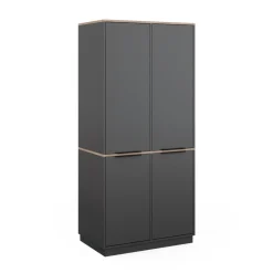Kleiderschrank Betti Anthrazit/Sonoma 82 x 179 cm mit 4 Türen Vicco
