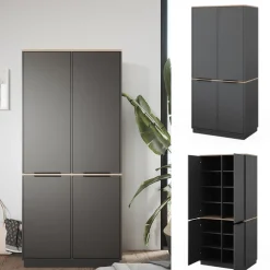 Kleiderschrank Betti Anthrazit/Sonoma 82 x 179 cm mit 4 Türen Vicco