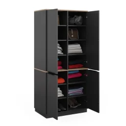 Kleiderschrank Betti Anthrazit/Sonoma 82 x 179 cm mit 4 Türen Vicco