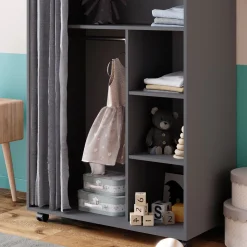 Kleiderschrank Doros Grau 100 x 146.6 cm offen rollbar Vicco