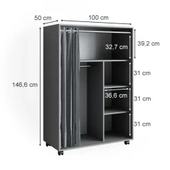 Kleiderschrank Doros Grau 100 x 146.6 cm mit Rollen Vicco
