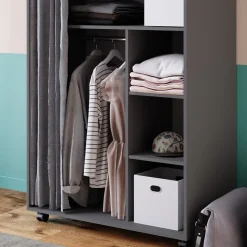 Kleiderschrank Doros Grau 100 x 146.6 cm mit Rollen Vicco
