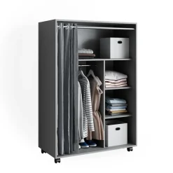 Kleiderschrank Doros Grau 100 x 146.6 cm mit Rollen Vicco