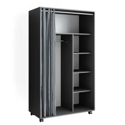 Kleiderschrank Doros Grau 100 x 168 cm mit Rollen Vicco