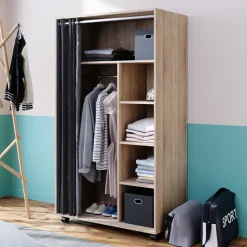 Kleiderschrank Doros Sonoma 100 x 168 cm offen, mit Rollen Vicco