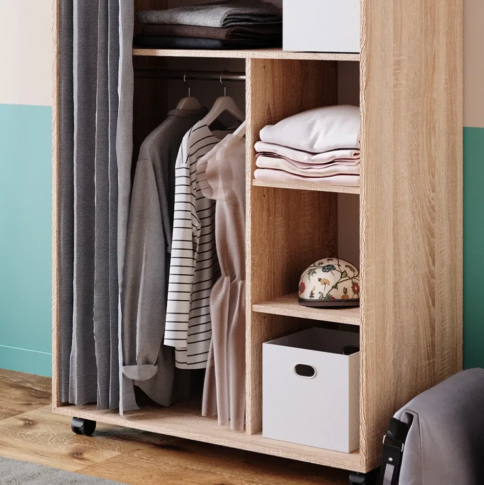 Kleiderschrank Doros Sonoma 100 x 146.6 cm mit Rollen Vicco