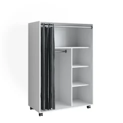 Kleiderschrank Doros Weiß 100 x 146.6 cm offen, mit Rollen Vicco